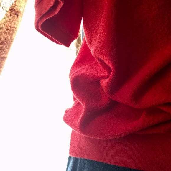 Vintage Red Terrycloth V-Neck Unisex Crew Shirt - Picture 3 of 9